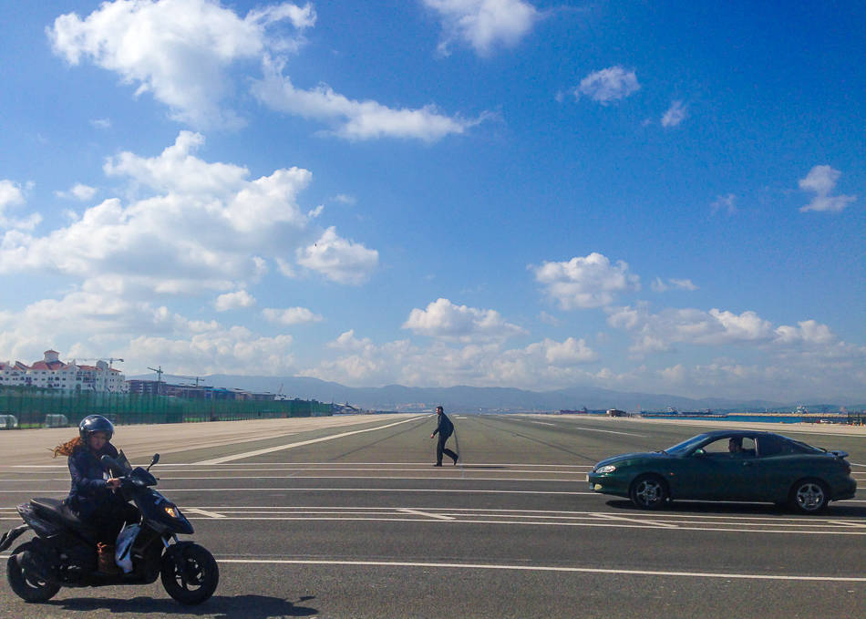 Crossing the runway in Gibraltar