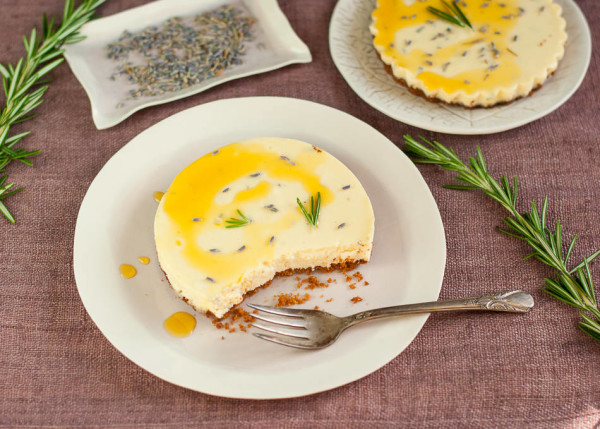 Goatsy Cake Goat Cheese Cakes with Rosemary and Lavender Honey