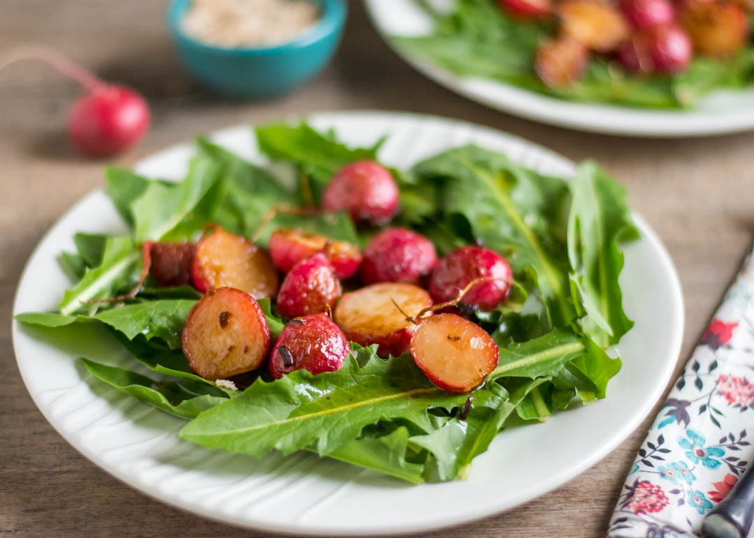 Dandelion Greens with Radishes