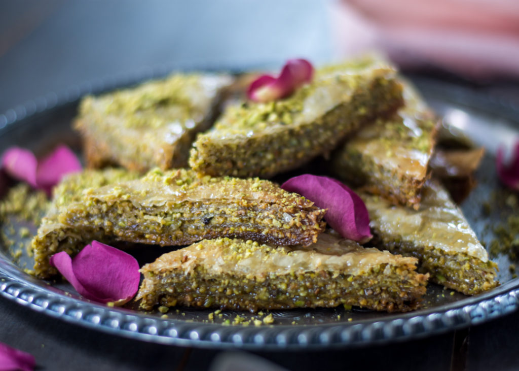 Pistachio and Rosewater Syrup Baklava