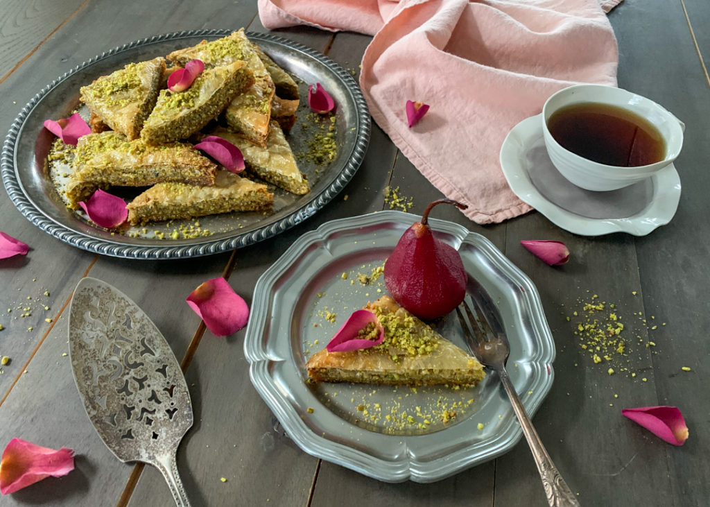 Pistachio and Rosewater Syrup Baklava