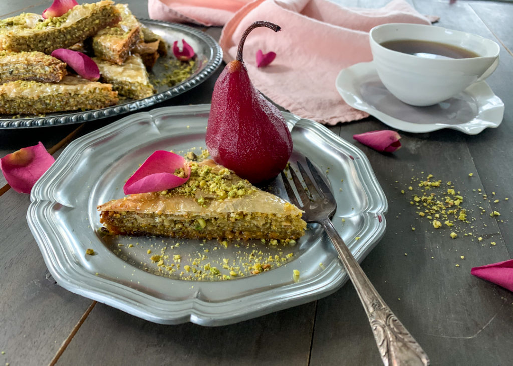 Pistachio and Rosewater Syrup Baklava