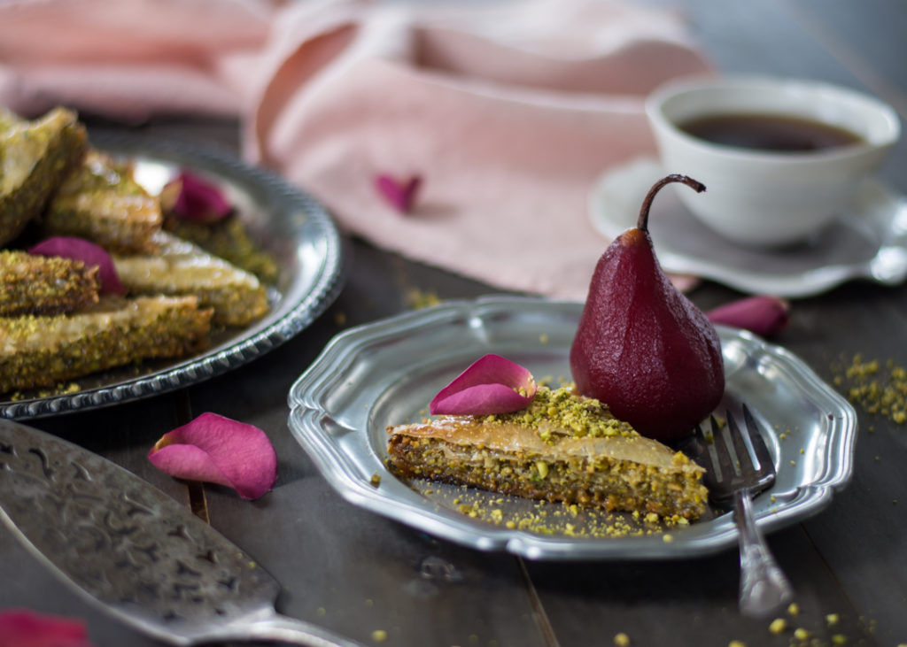 Pistachio and Rosewater Syrup Baklava