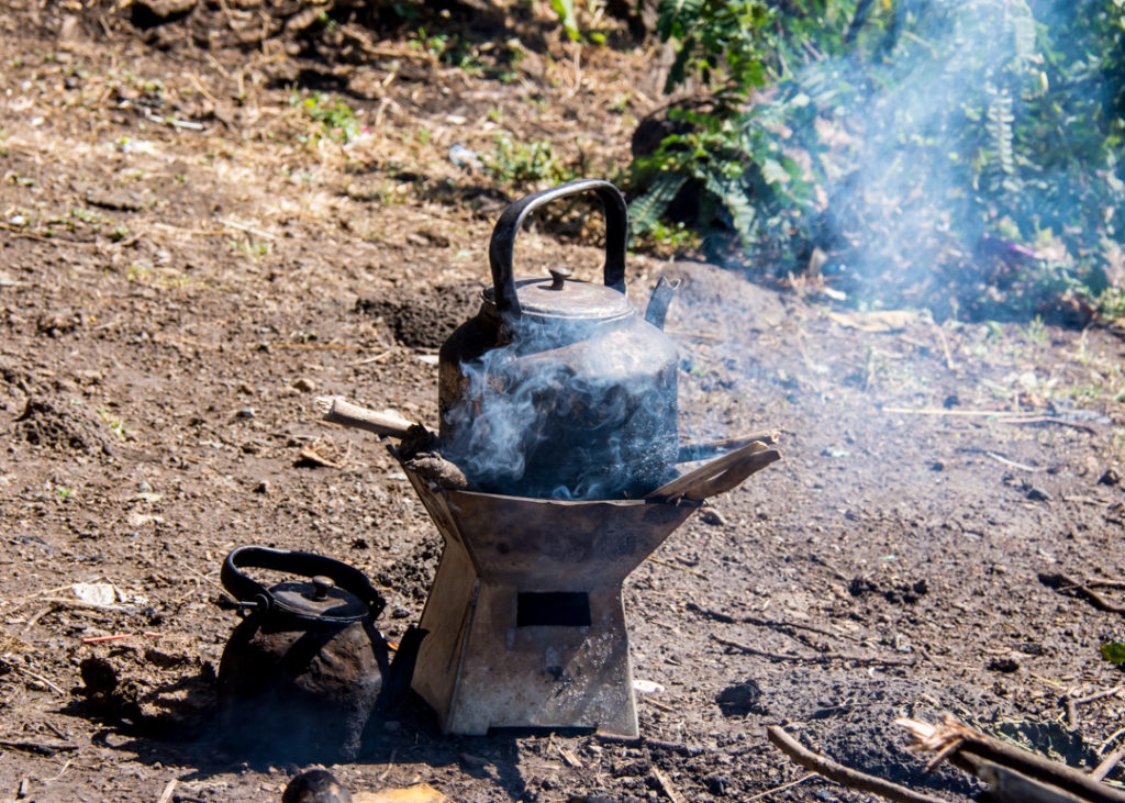 Coffee brewing at the Blue Nile Falls