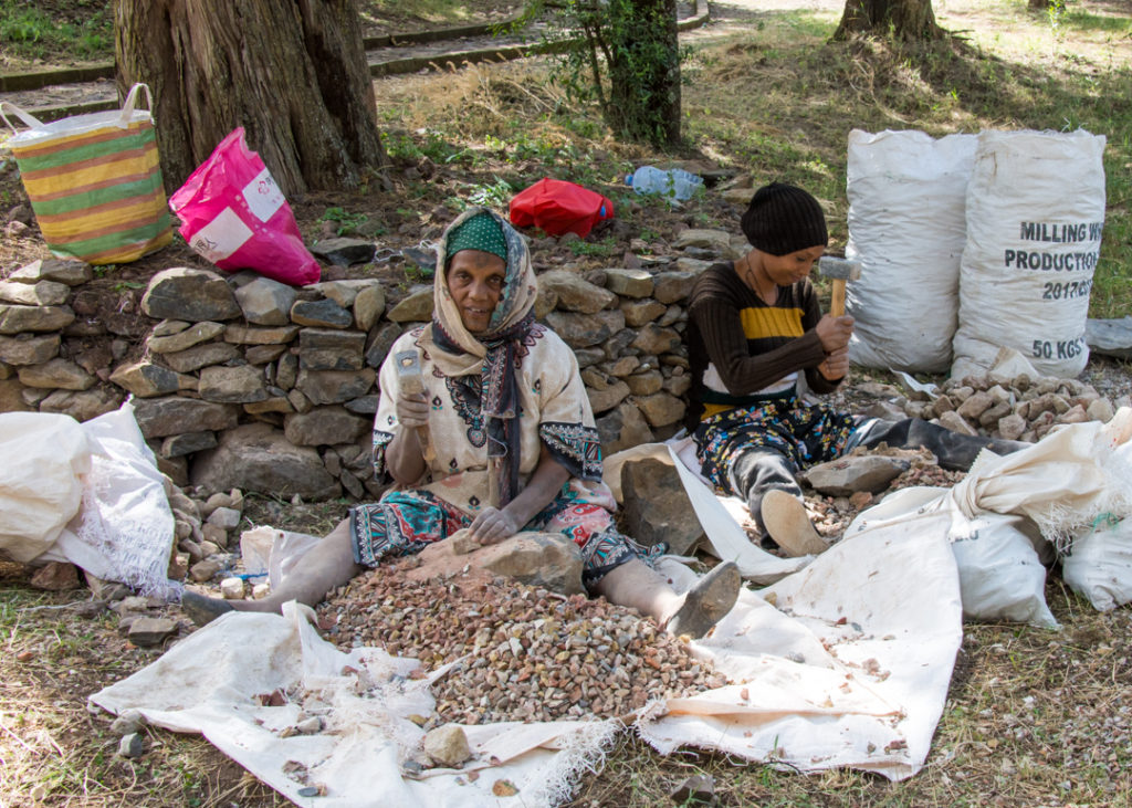 Workers at Fasil Ghebbi, Gondar