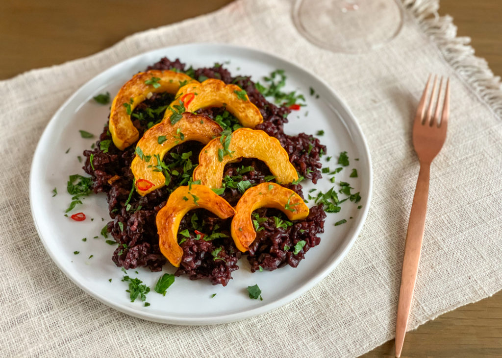 Roasted Squash with Black Rice