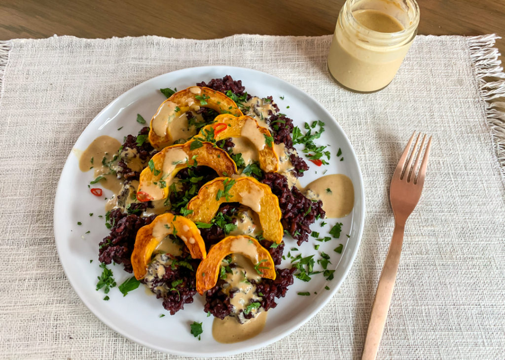 Roasted Squash with Black Rice
