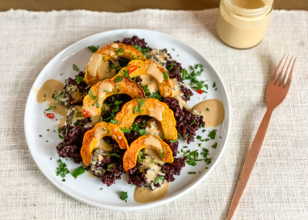 Roasted Squash with Black Rice