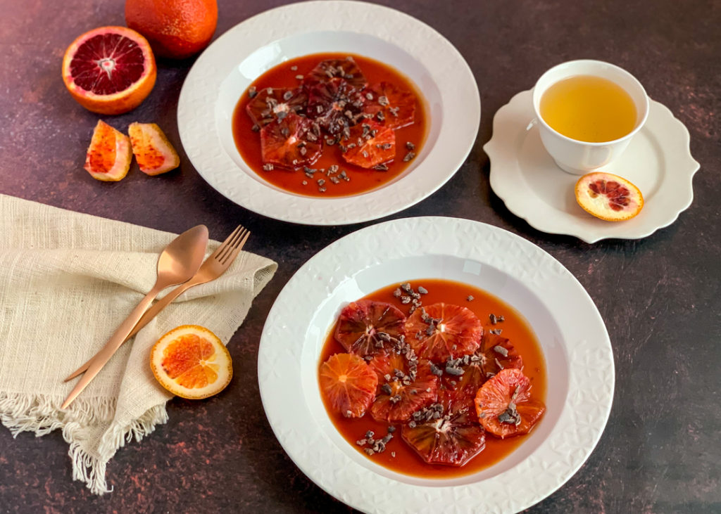 Blood Oranges with Caramel Sauce