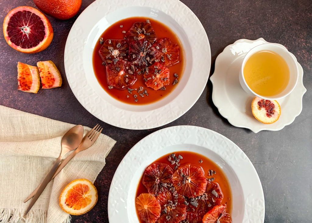 Blood Oranges with Caramel Sauce