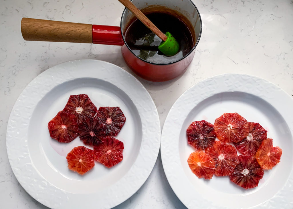 Blood Oranges with Caramel Sauce