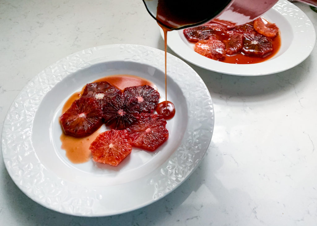 Blood Oranges with Caramel Sauce