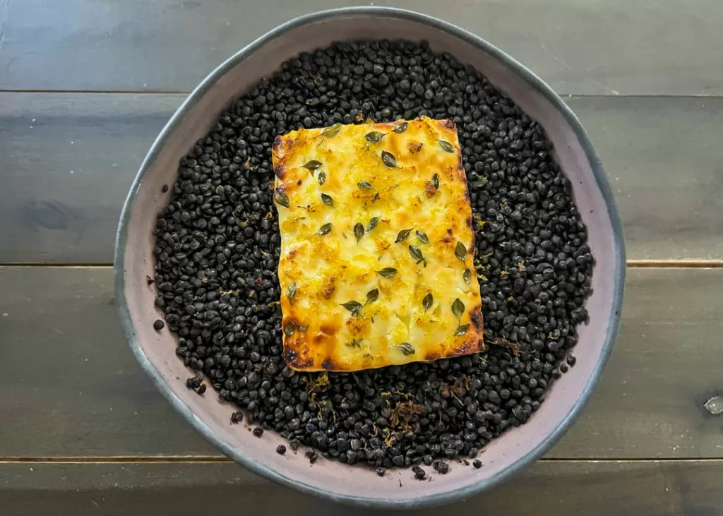 Baked Feta with lentils