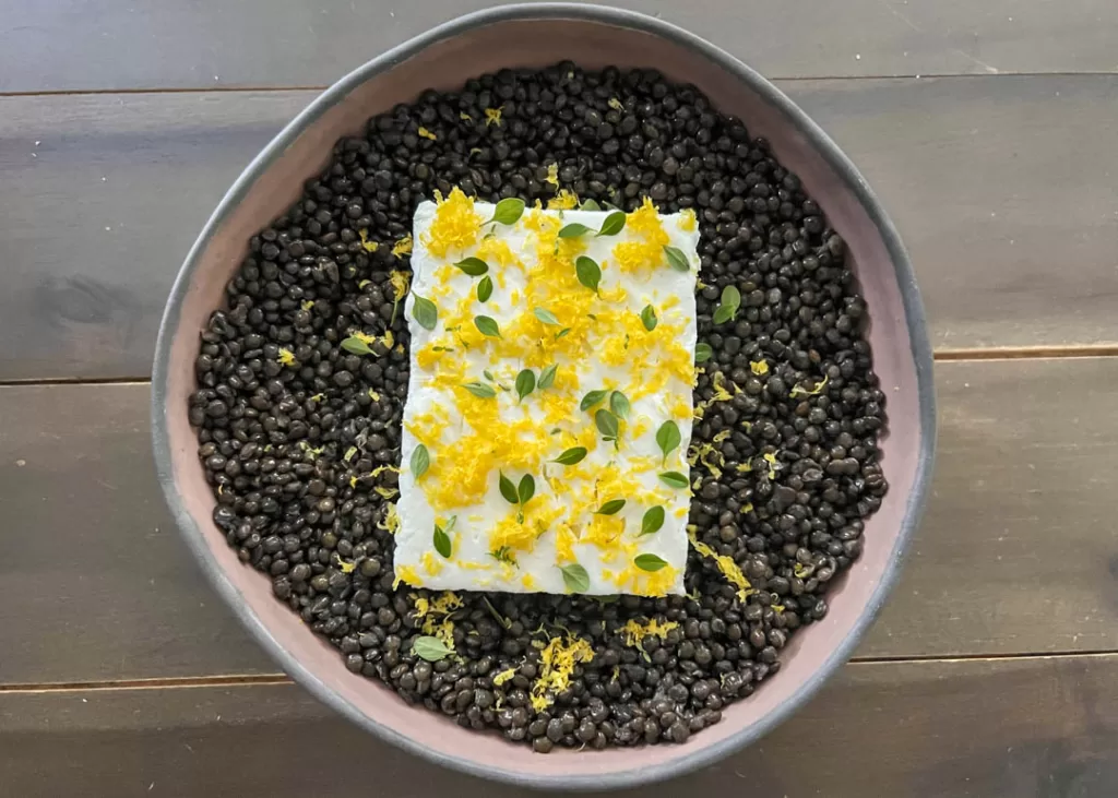 Baked Feta with lentils