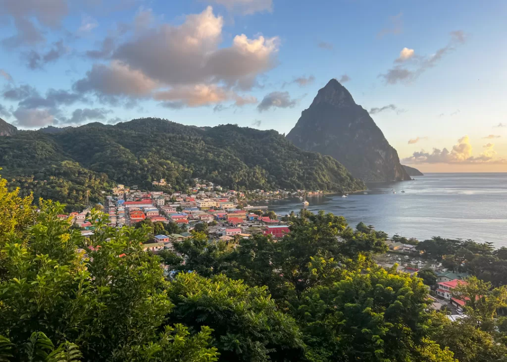 View of Soufriere at sunset
